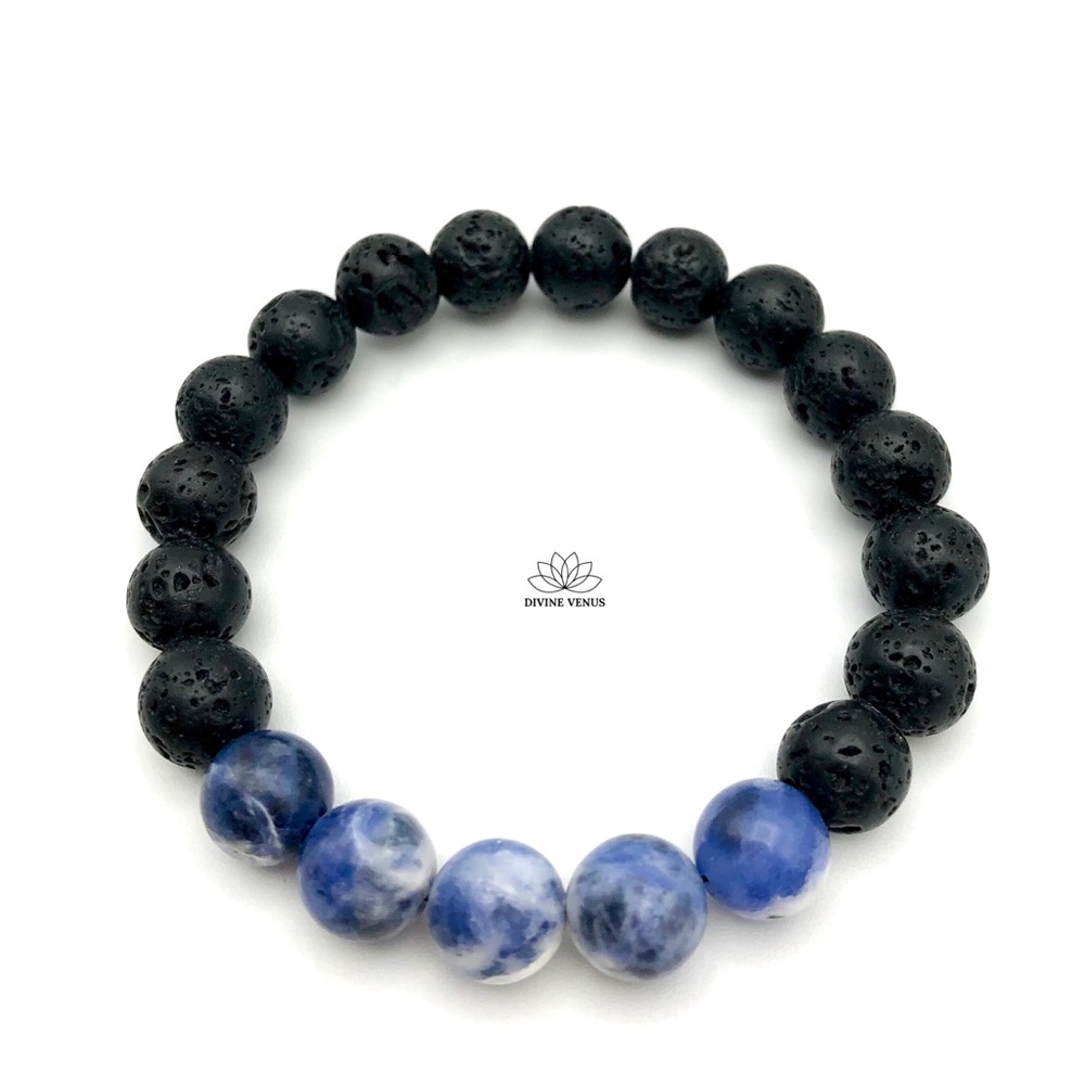Sodalite x Lava Beads Stretch Bracelet